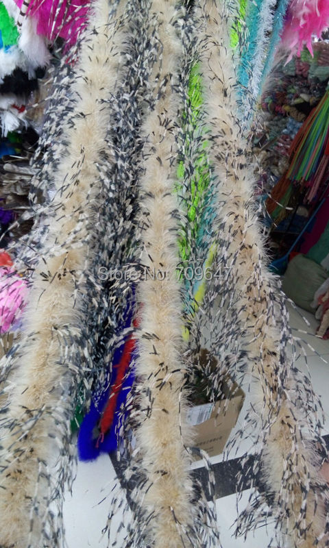 Feather Trim Marabou - 2Yards/lot Luxury Khaki&BLACK&WHITE,OSTRICH FEATHER BOA- Ostrich