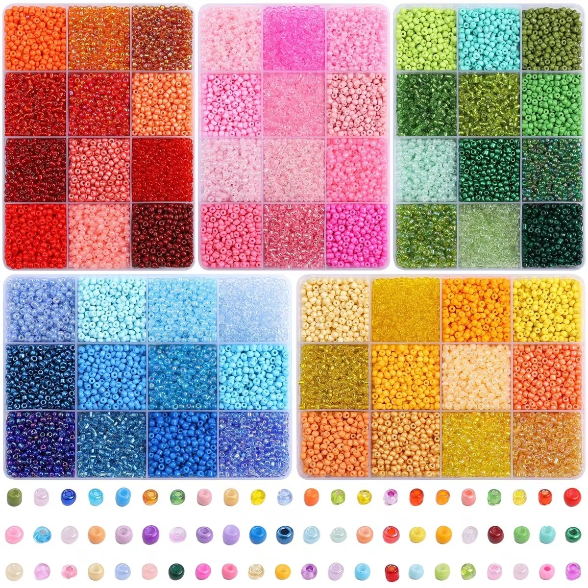 Craft Embellishment Storage - 3600pcs 3mm Glass Seed Beads, Assorted