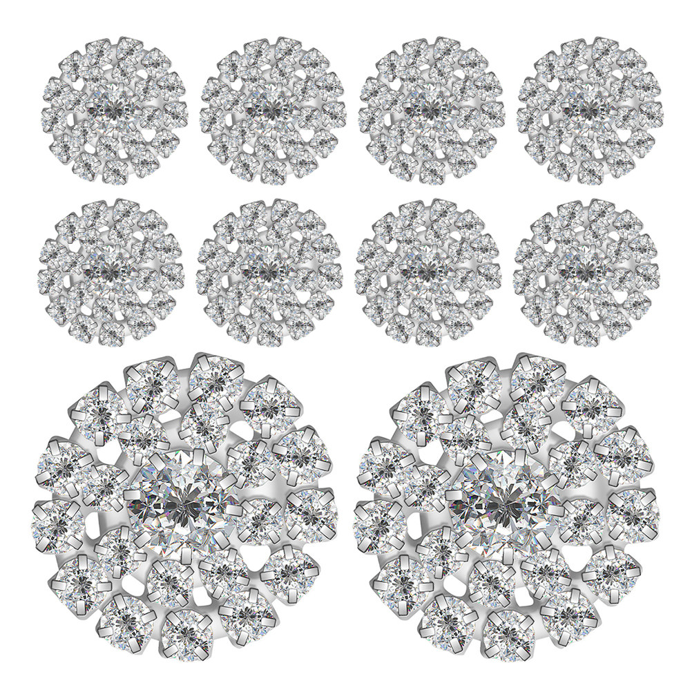 Craft Embellishment - 10Pcs Round Rhinestone Buttons Alloy Flatback