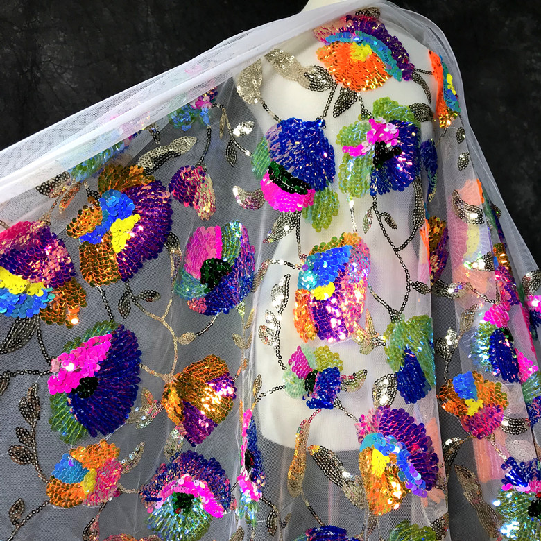 Colorful Crystal Sequins Flowe – Crystal Mesh Fabric Bewertung und Preis
