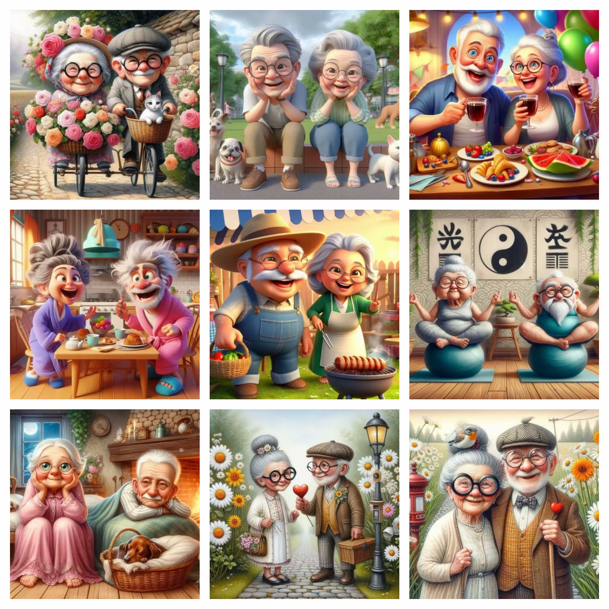Cartoon Happy Old Couple 5D Fu – Embroidery Embellishments Bewertung und Preis