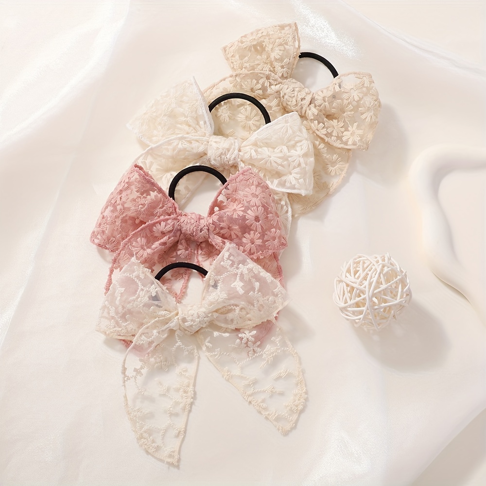 Elegant Lace Bow Hair Tie for  – Elastic Lace Trim Bewertung und Preis