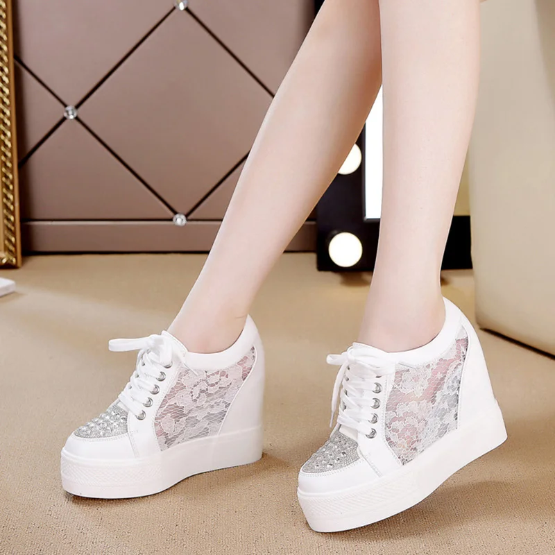 Fashion Sneakers Women Platfor – Crystal Mesh Fabric Bewertung und Preis