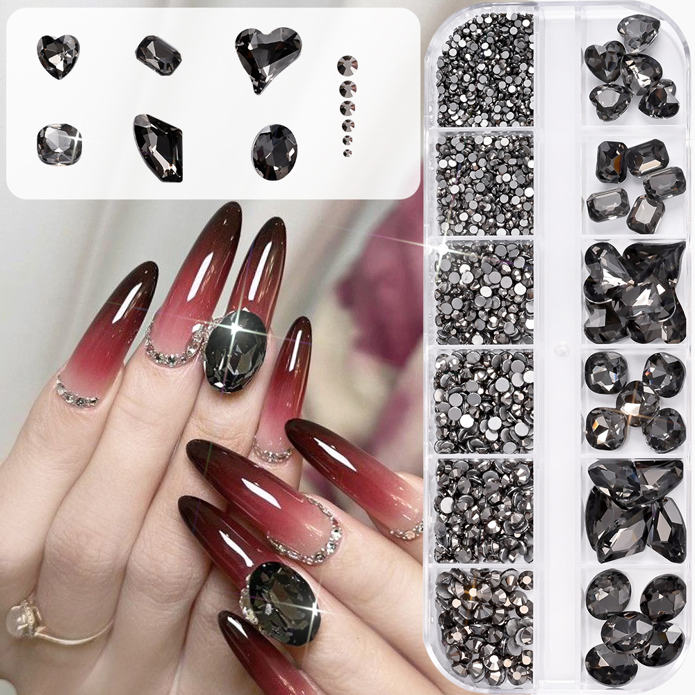 12Grids 3D Black Heart/Square/ – Hotfix Rhinestone Sheet Bewertung und Preis