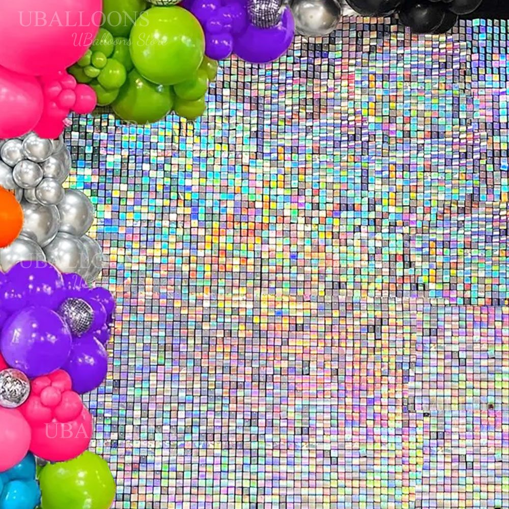 Iridescent Silver Shimmer Wall – Sequin Fabric Panel Bewertung und Preis