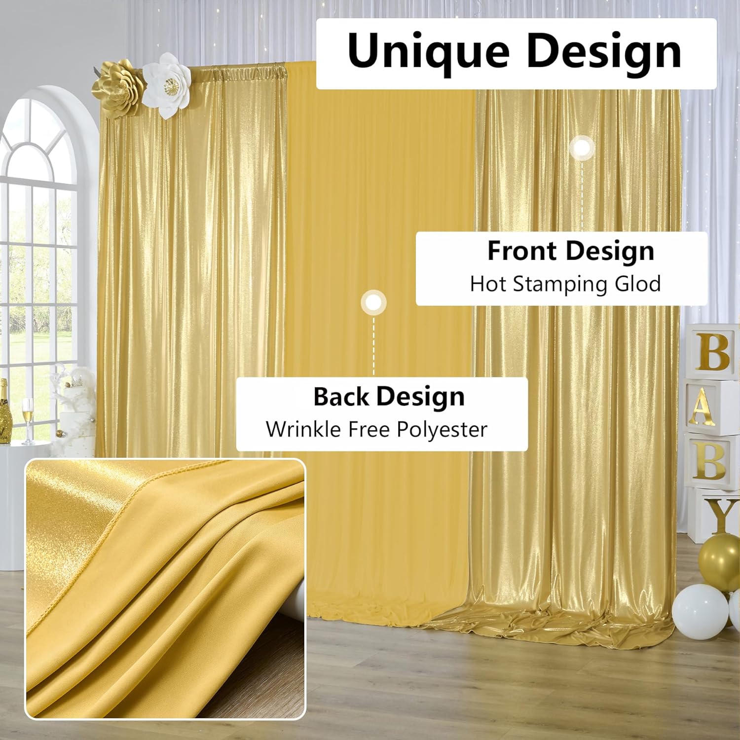 2.3x7FT Wrinkle Free Glitter 1 – Sequin Fabric Panel Bewertung und Preis