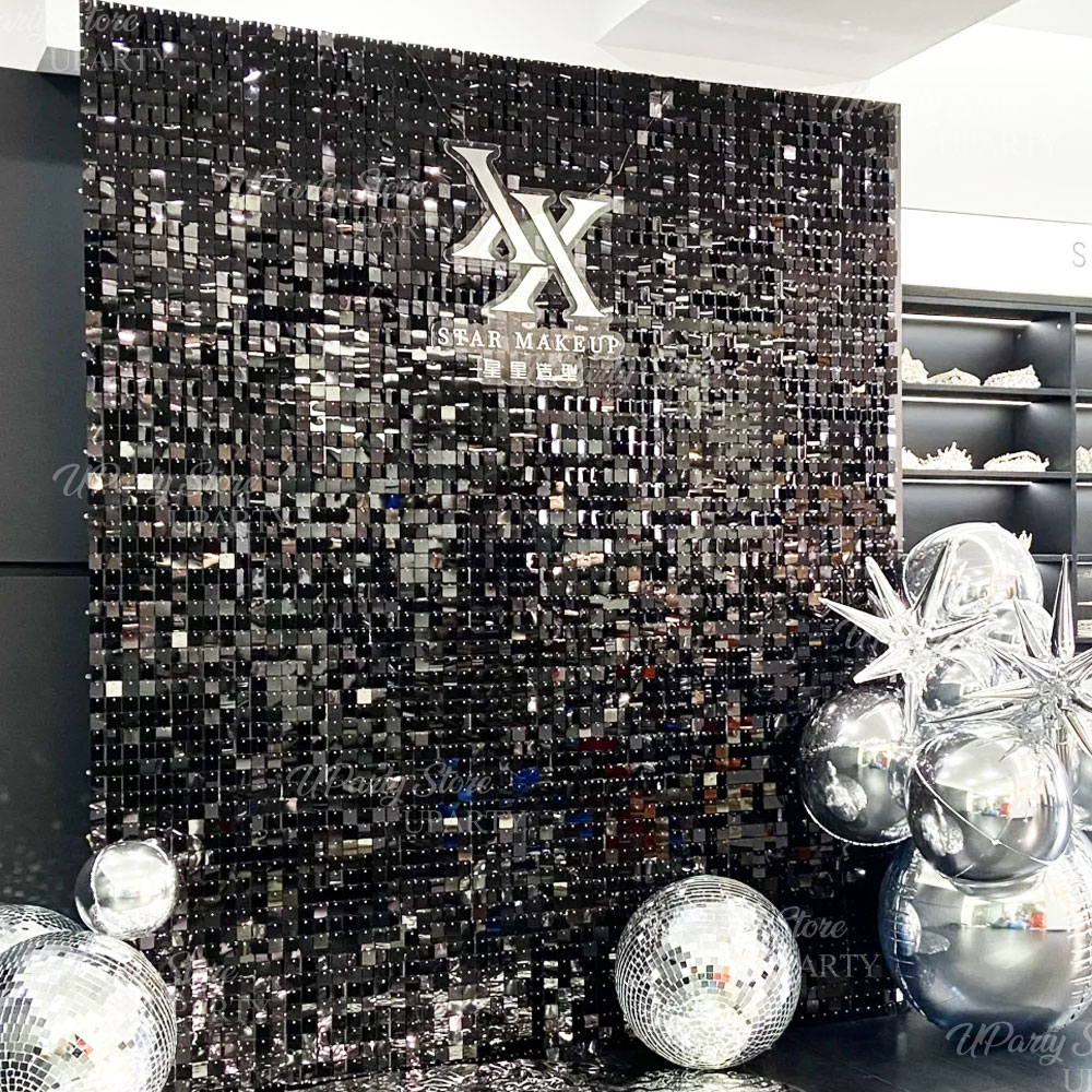 Black Shimmer Wall Backdrop 12 – Sequin Fabric Panel Bewertung und Preis