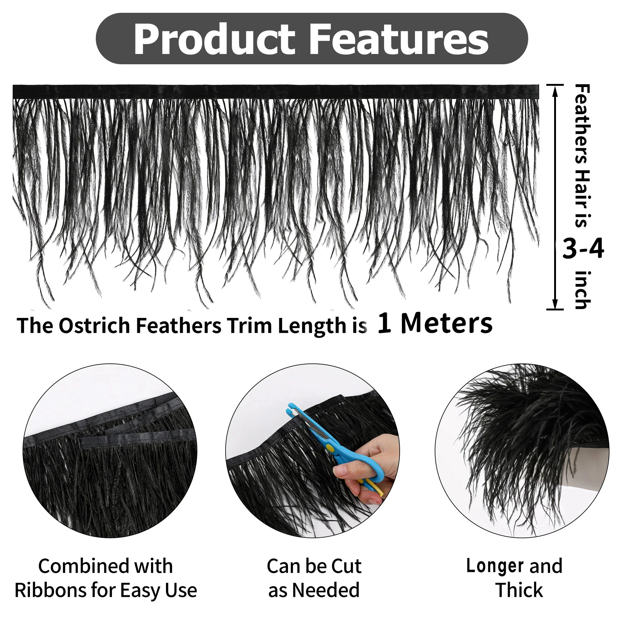 1/10M Natural Plume Black Ostr – Feather Trim Marabou Bewertung und Preis
