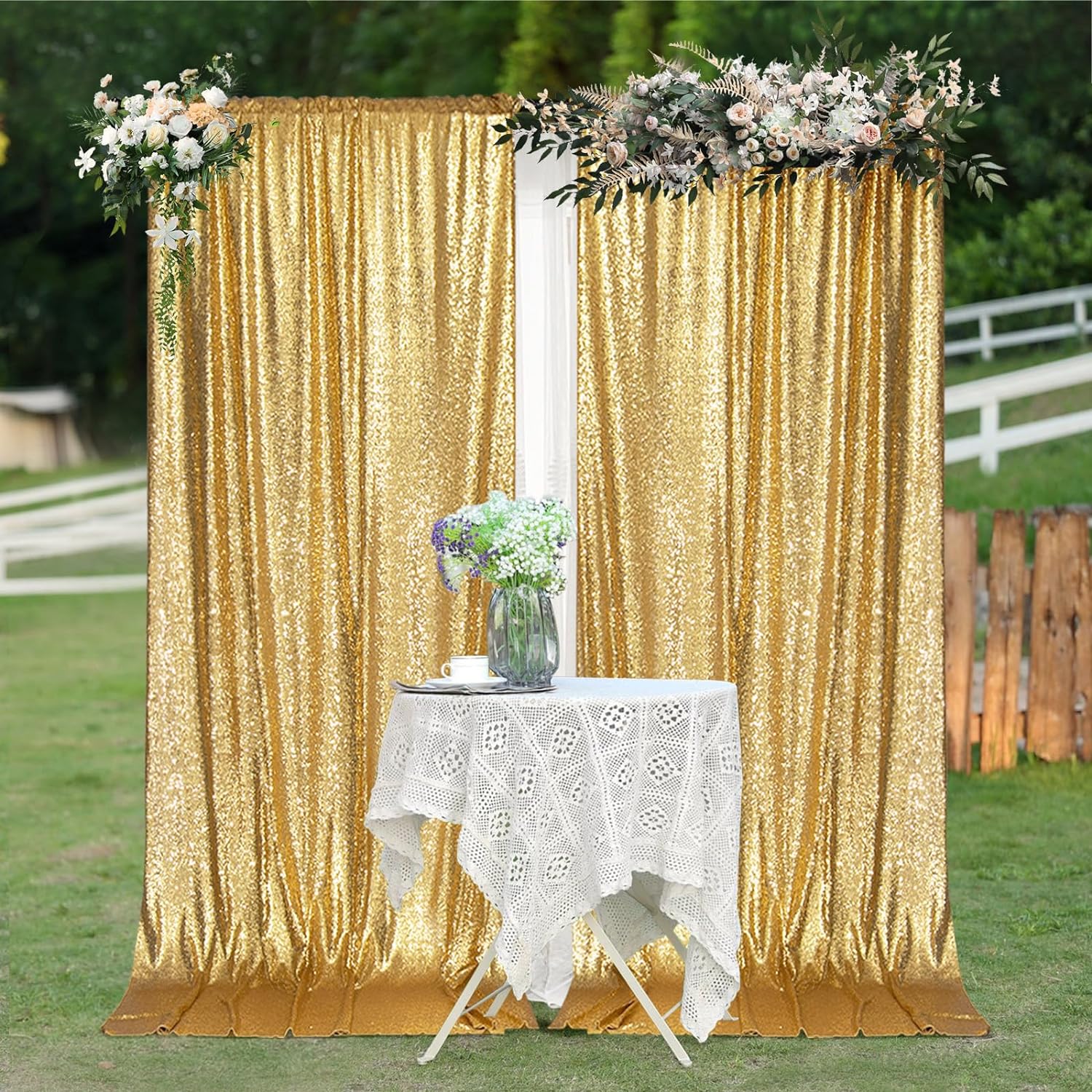 2×8FT-4PCS Gold Sequin Backdro – Sequin Fabric Panel Bewertung und Preis