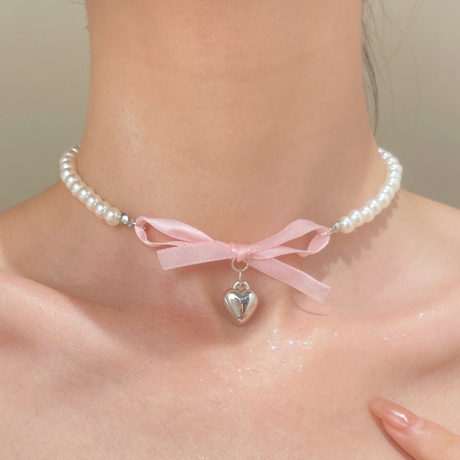 French Romantic Pink Bowknot H – Pearl Trim Chain Bewertung und Preis